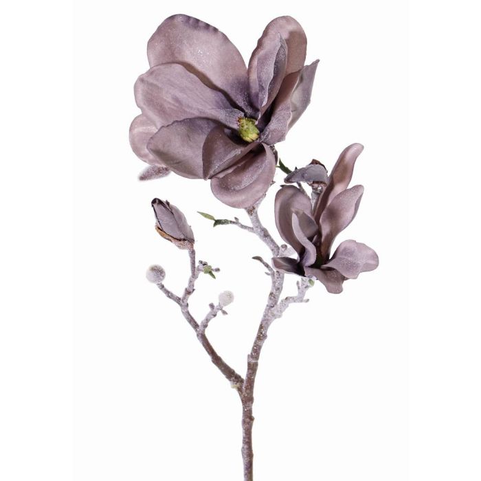 Rama artificial de magnolia SIMKA, helada, gris-morada, 60cm, Ø8-15cm