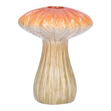 Florero de cerámica PULCHERIA, forma de seta, ranuras, naranja-beige, 13cm, Ø10cm