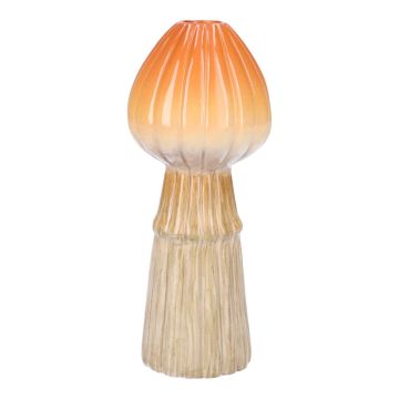 Florero seta de cerámica RADOMILA, ranuras, naranja-beige, 18cm, Ø7,4cm