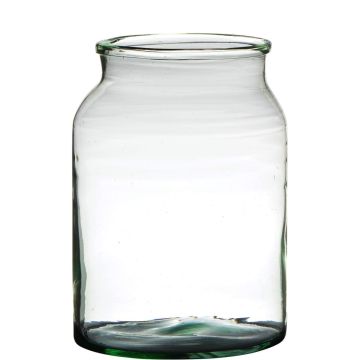 Jarrón de cristal QUINN EARTH, reciclado, verde transparente, 25cm, Ø19cm