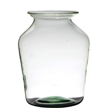 Jarrón de cristal QUINN EARTH, reciclado, verde transparente, 36cm, Ø24cm