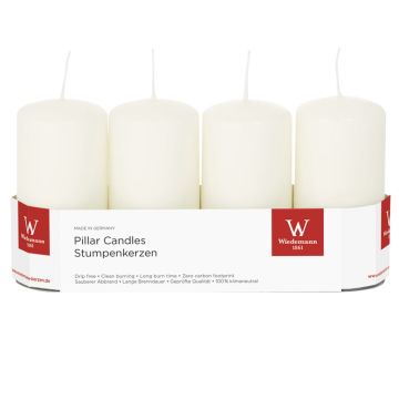 Velas de Adviento JENARO, 4 piezas, marfil, 10cm, Ø5cm, 23h - Made in Germany