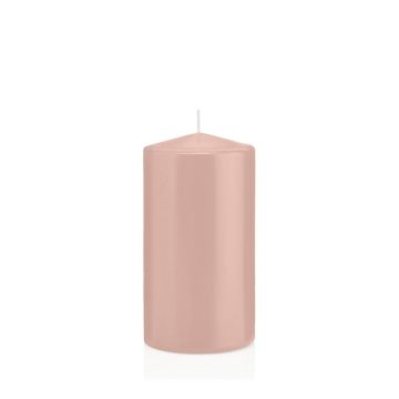 Vela de pilar MAEVA, rosa pálido, 15cm, Ø8cm, 69h - Made in Germany