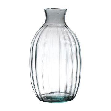 Jarrón en forma de botella NERRASITA de cristal, con ranuras, reciclado, transparente, 29,5cm, Ø18cm