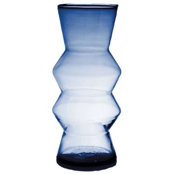 Jarrón ERCELINA de cristal, reciclado, transparente-azul, 27cm, Ø13cm