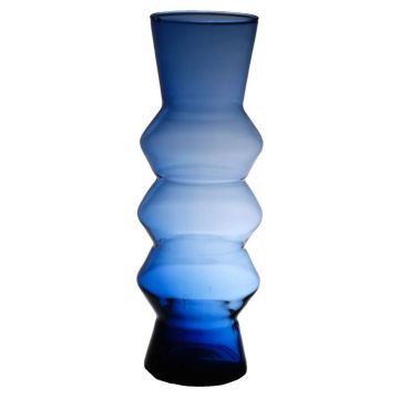 Jarrón ERCELINA de cristal, reciclado, azul-transparente, 36cm, Ø13cm