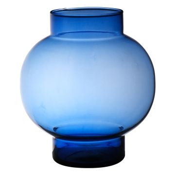 Jarrón esférico de cristal RAINIERO, reciclado, azul-transparente, 26cm, Ø26cm