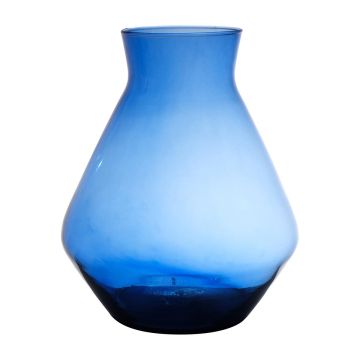 Florero RAMUNDA de cristal, reciclado, azul-transparente, 25cm, Ø19cm