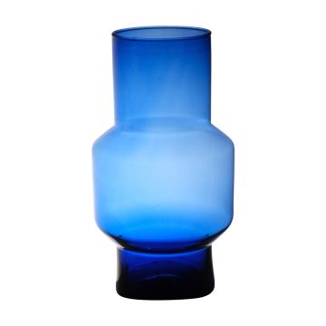 Florero FORTUNATO de cristal, reciclado, azul-transparente, 35cm, Ø19cm