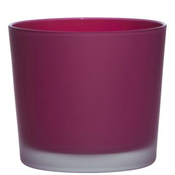 Jardinera de cristal ALENA FROST, magenta mate, 12,5cm, Ø14,5cm