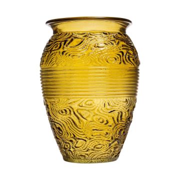 Jarrón de mesa de cristal OLALLA con borde decorativo, amarillo-transparente, 20,7cm, Ø14,7cm