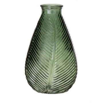 Botella decorativa de cristal NELLOMIO con estructura de hoja, verde-transparente, 23cm, Ø14cm