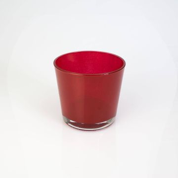 Pequeño vaso de cristal / Portavelas ALENA, rojo, 10,5cm, Ø11,5cm