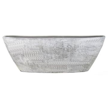 Cuenco de cerámica en forma de barco AGAPE con grano, gris hormigón, 68x19x24cm