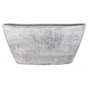 Cuenco de cerámica en forma de barco AGAPE con grano, gris hormigón, 73x17x36cm