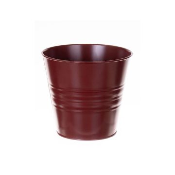 Maceta redonda de zinc MICOLATO con ranuras, marsala, 12cm, Ø13,5cm