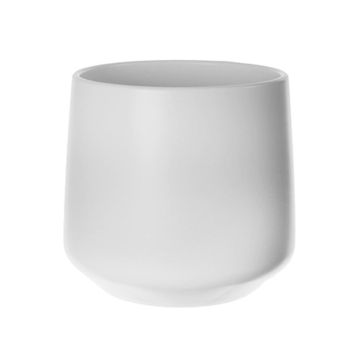 Cachepot ZIOKA en cerámica, blanco mate, 15,8cm, Ø18cm