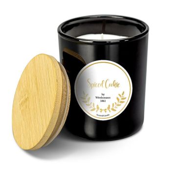 Vela perfumada MELIDA en vidrio, galleta especiada, blanco y negro, 9,3cm, Ø7,9cm, 35h