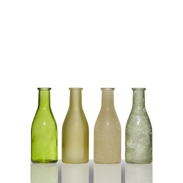 Set de 4 botellas ANYA, cilíndricas/redondas, verde-amarillo, 26.5x6x18cm