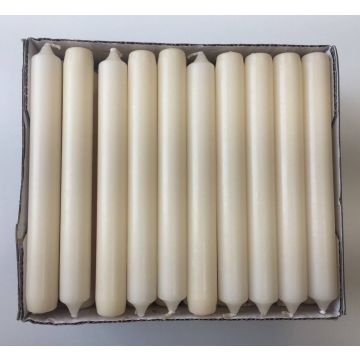 Juego de 10 velas / vela para candelabros CHARLOTTE, crema, 18.5cm, Ø2.1cm, 6,5h - Hecho en Alemania