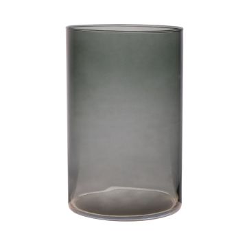 Jarrón cilíndrico de cristal SANYA EARTH, gris oscuro-transparente, 21cm, Ø14cm