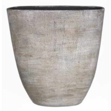 Jarrón ovalado de cerámica AGAPE con grano, blanco-marrón, 51x17x57cm