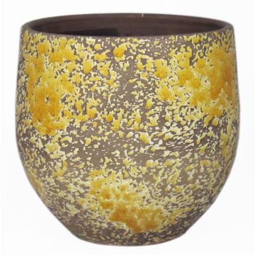 Maceta de cerámica rústica TSCHIL, color degradado, ocre-amarillo-marrón, 13cm, Ø14cm