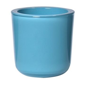 Portavelas NICK de cristal, azul turquesa, 7,5cm, Ø7,5cm