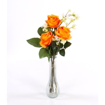 Ramo de rosas de plástico SIMONY con accesorios, naranja, 45cm, Ø20cm